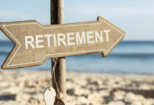 A sign pointing towards retirement